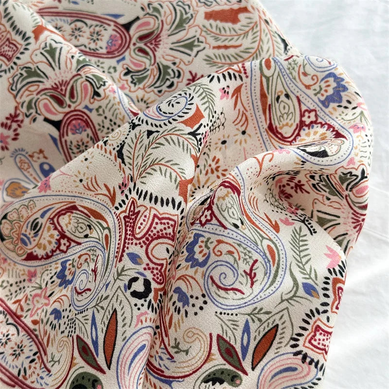 Mulberry Silk Square Scarf | Burgundy Border, Paisley Print | 65x65cm