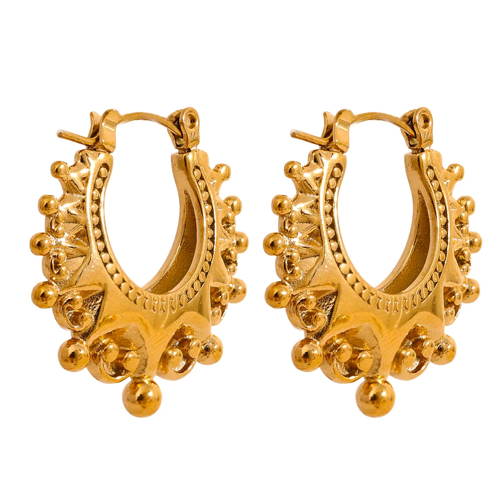 Women's Gold-Plated Stainless Steel Geometric Half-Hoop Earrings | PVD Gold Plating
