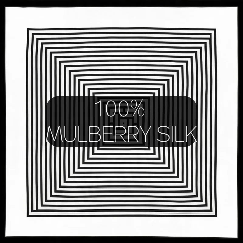 Women's Satin Silk Square Scarf | Black & White Geometric Print | 68x68cm
