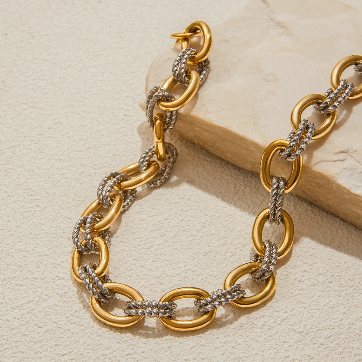 Two-Tone Chunky Chain Necklace | Gold & Silver Rope Links | The PM Edit