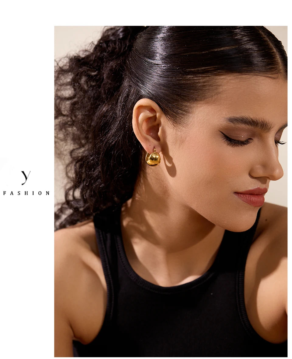 Chunky Dome Hoop Earrings | 18K Gold & Silver Stainless Steel