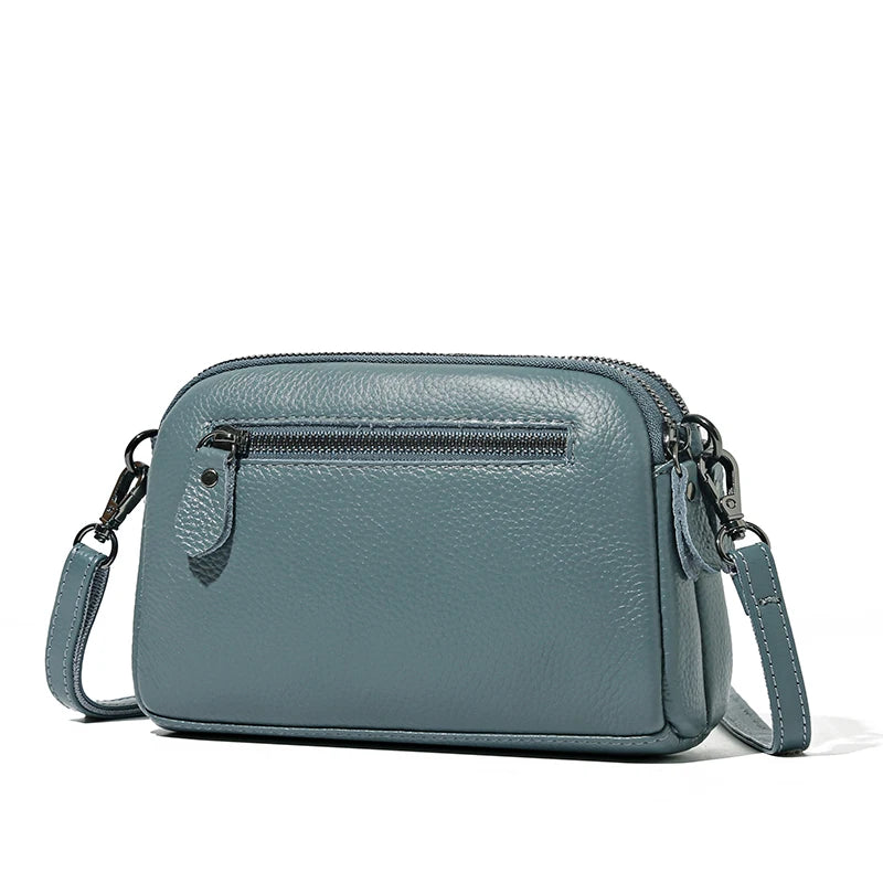 Genuine Cow Leather Crossbody Messenger Flap Bag for Women