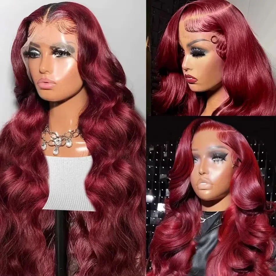 99J Burgundy Body Wave Lace Front Wig | 13x4 HD Lace | 180% & 250% Density | 100% Human Hair