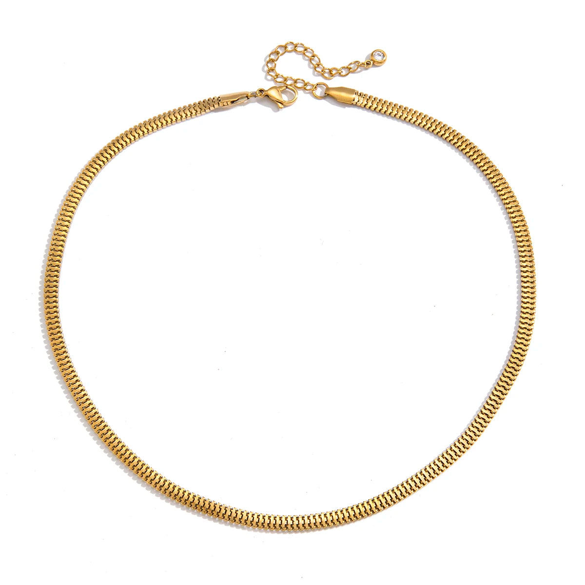 Gold Flat Snake Chain Choker Necklace | 18K PVD Stainless Steel Minimalist Jewelry