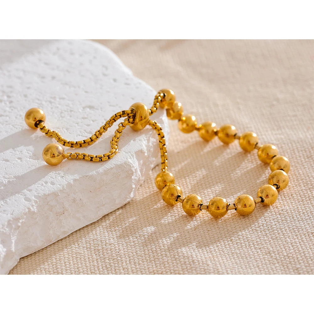 Gold Beaded Chain Bracelet