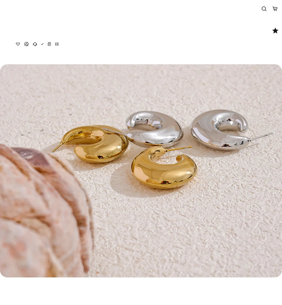 Chunky Crescent Hoop Earrings | PVD Stainless Steel | Gold & Silver