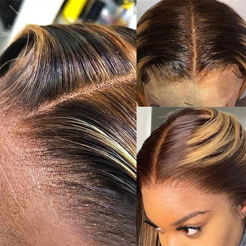 5x5 P4/27 Honey Blonde Ombre Highlight HD Lace Front Wig | 180% Density | 100% Human Hair