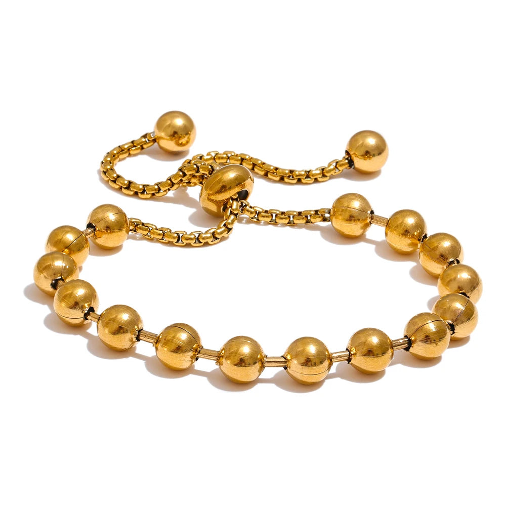 Gold Beaded Chain Bracelet