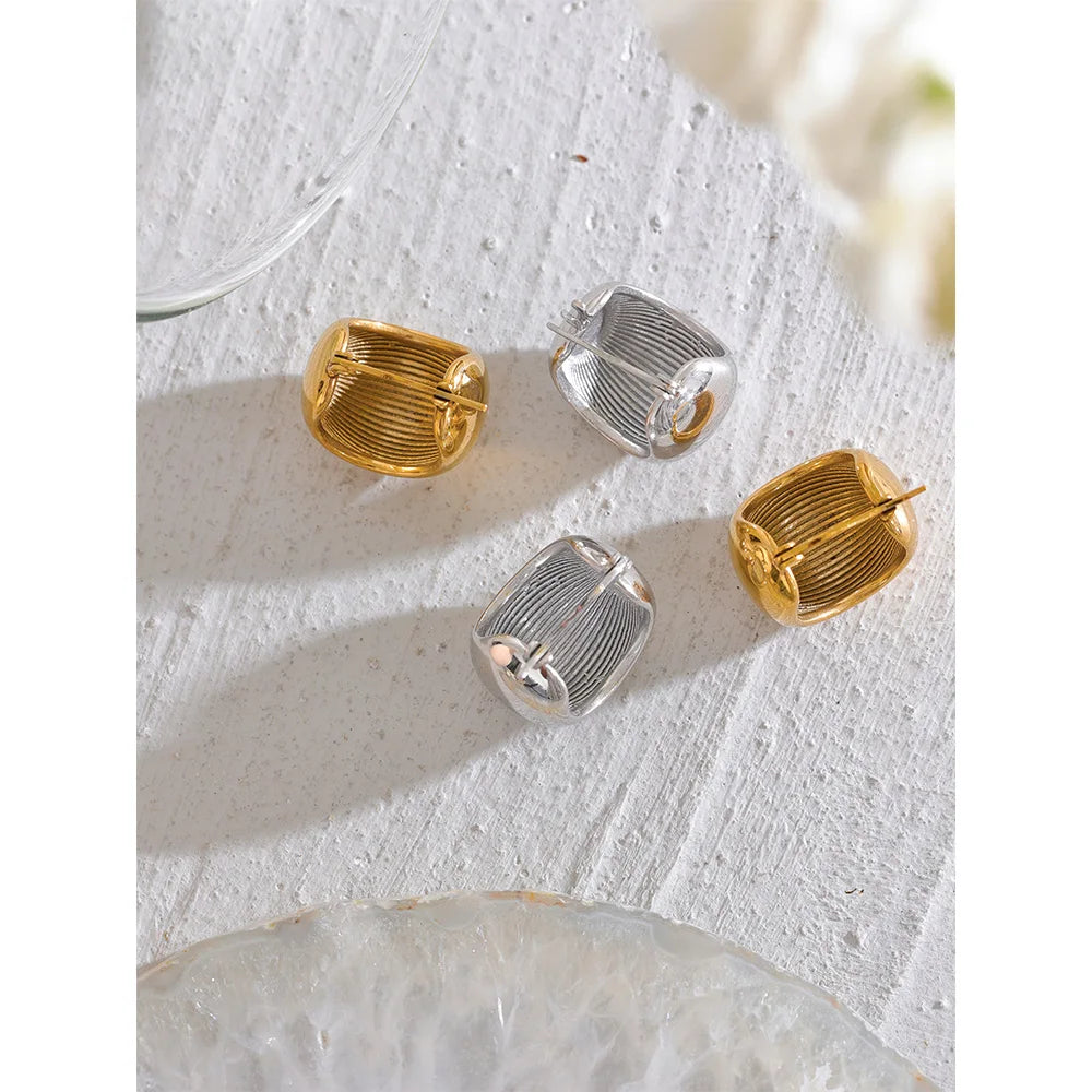 Chunky Dome Hoop Earrings | 18K Gold & Silver Stainless Steel