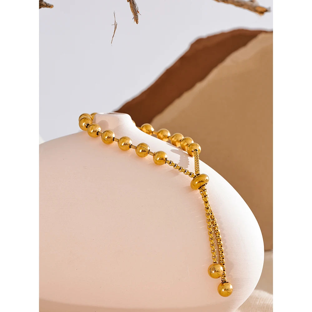 Gold Beaded Chain Bracelet
