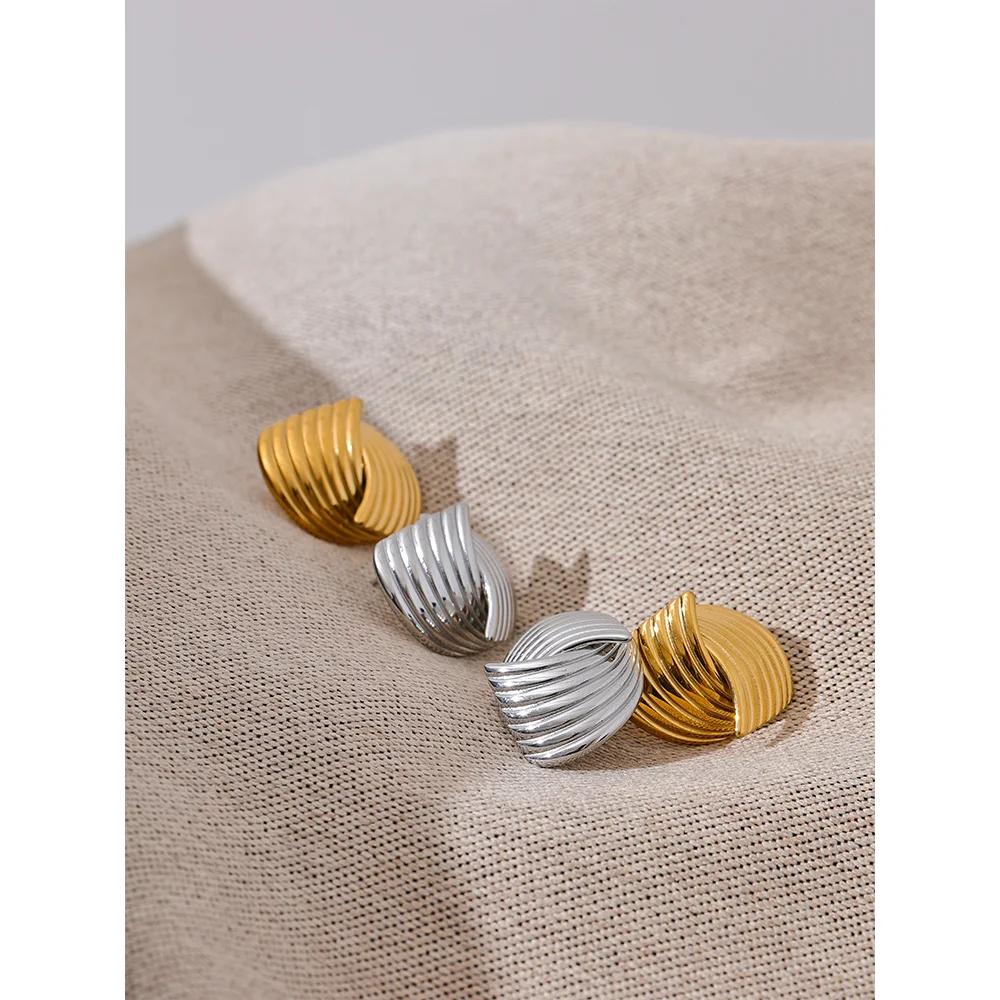 Premium Quality Gold Earrings and Ring for Women | Geometric Stainless Steel Stud Earrings and Ring