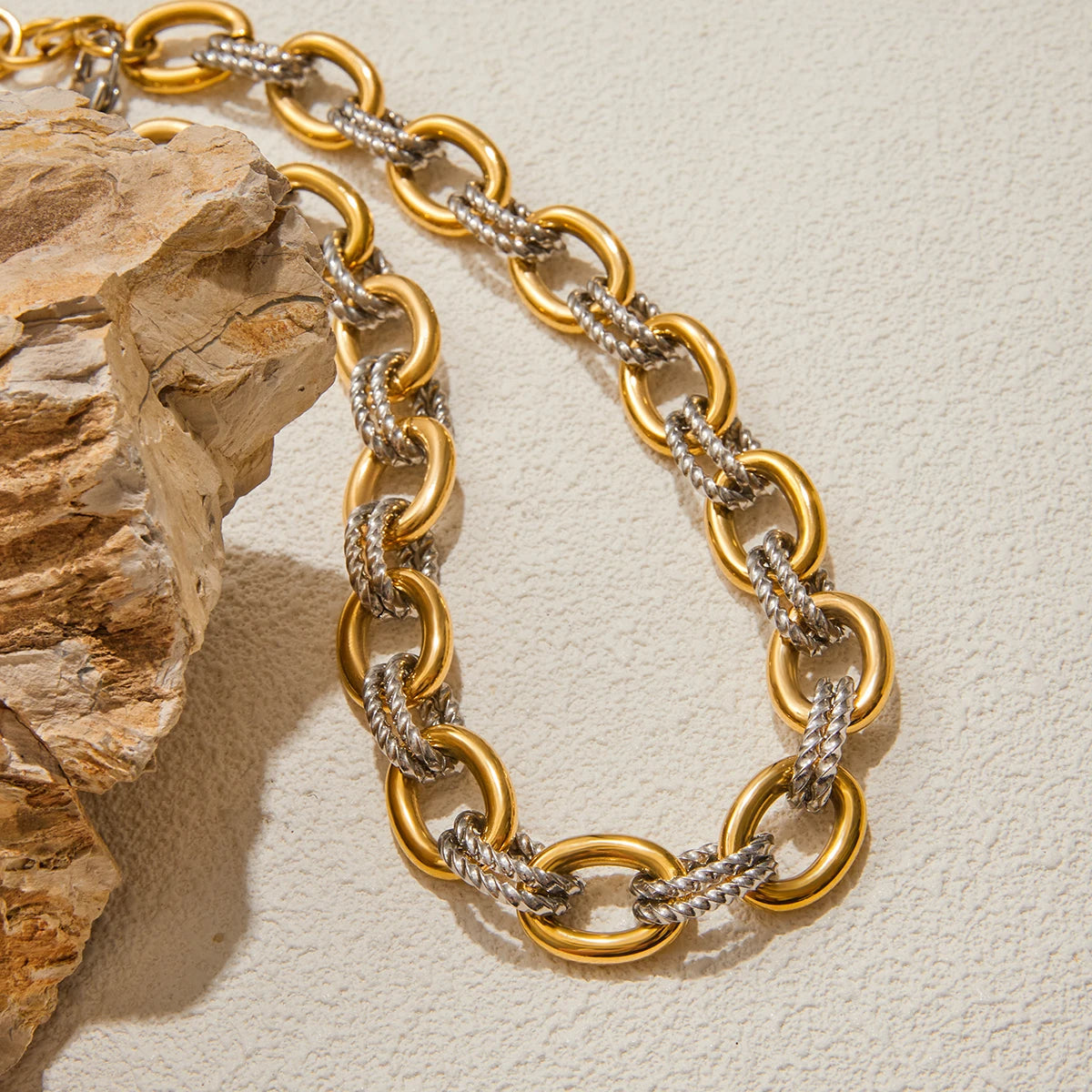 Two-Tone Chunky Chain Necklace | Gold & Silver Rope Links | The PM Edit