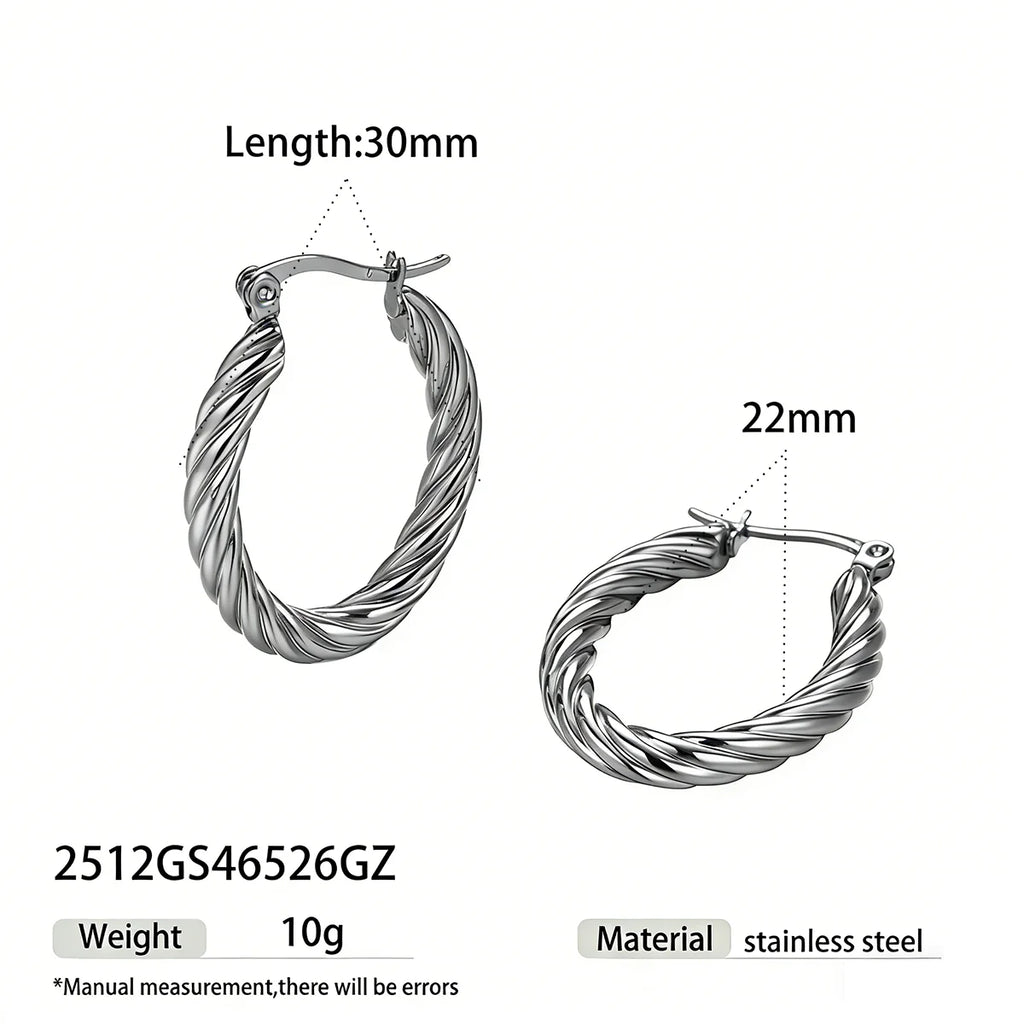 Twisted Rope Gold Hoop Earrings | 18K PVD Waterproof Stainless Steel Jewelry