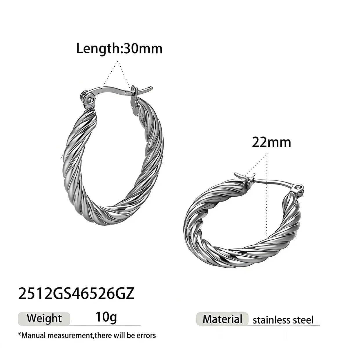 Twisted Rope Gold Hoop Earrings | 18K PVD Waterproof Stainless Steel Jewelry