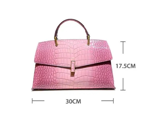 Shell-Shaped Crocodile Pattern Leather Bag – Luxe Texture, Bold Silhouette
