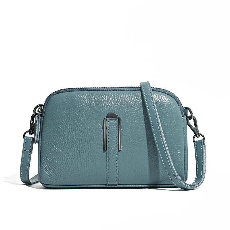 Genuine Cow Leather Crossbody Messenger Flap Bag for Women