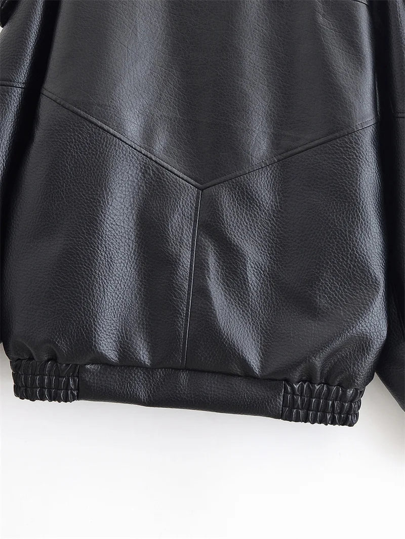 Structured Pebble Faux Leather Jacket Motorcycle Style