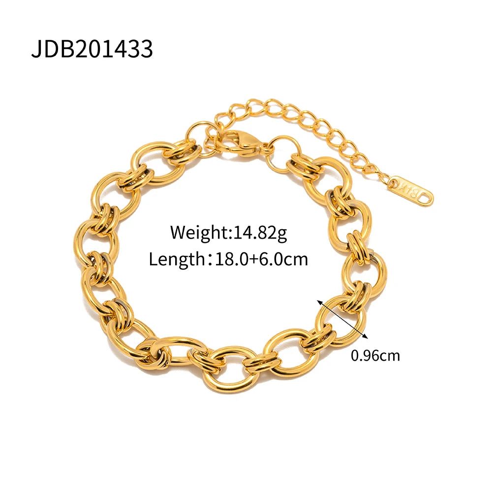 Chunky Double-Ring Rolo Chain Bracelet | 18K Gold | The PM Edit