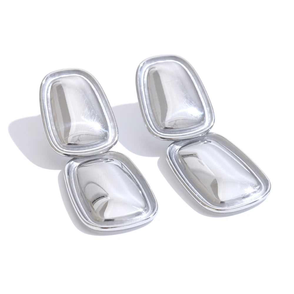 Double-Drop Rectangle Earrings | PVD Plated Stainless Steel | Gold & Silver