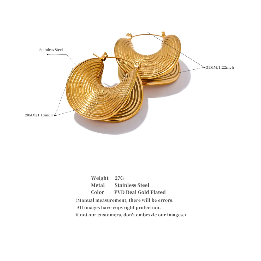Ridged Gold Hoop Earrings