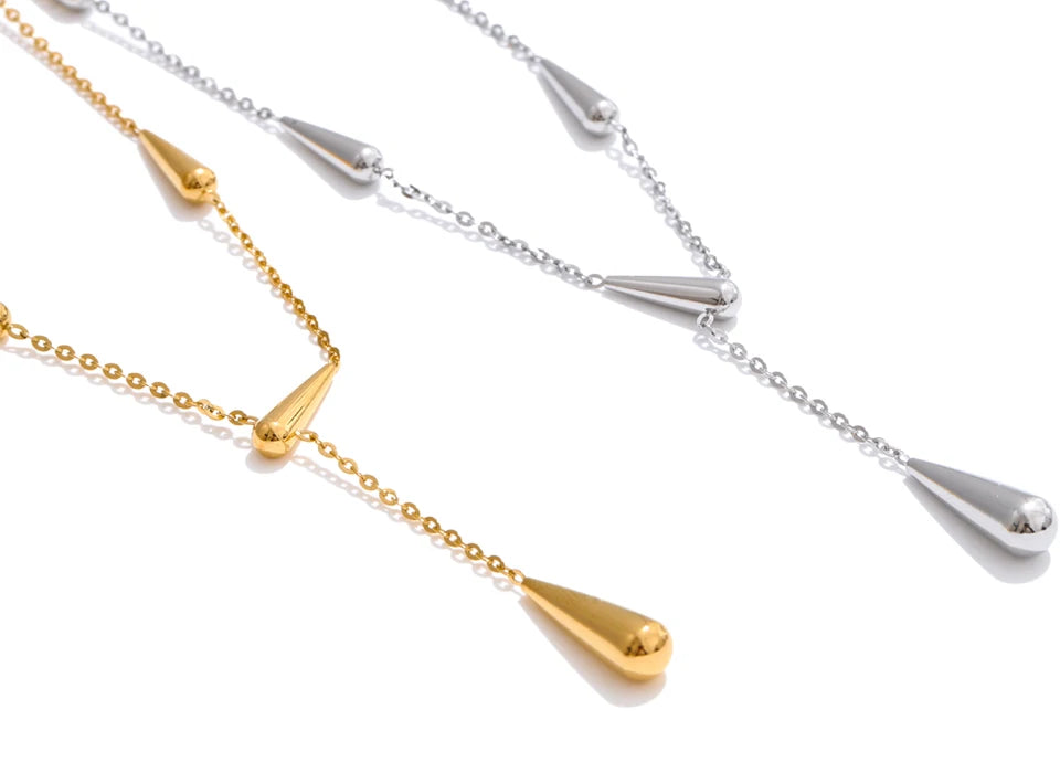 Teardrop Lariat Y-Necklace in 18K Gold & Silver