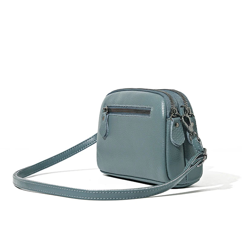 Genuine Cow Leather Crossbody Messenger Flap Bag for Women