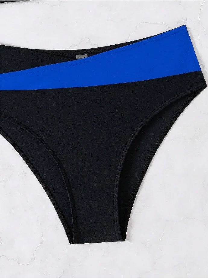 Crossover Wrap Halter Bikini Set | Color - Block High Waist Two - Piece - The PM Edit