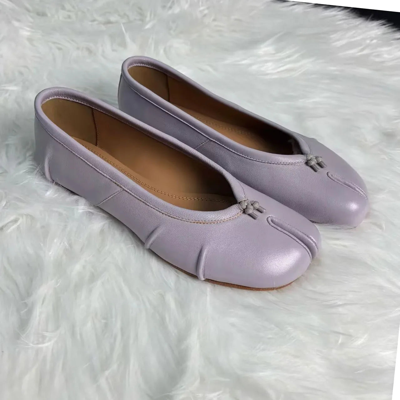 Split Toe Tabi Ballet Flats – Slip-On Leather Loafers for Women