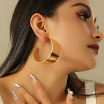 Load image into Gallery viewer, Large Gold-Plated Wide Hoop Earrings – Bold Shine, Timeless Edge
