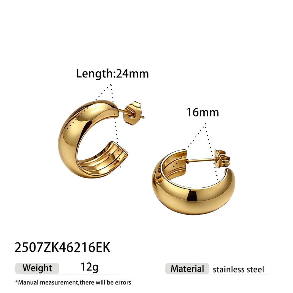 Chunky Gold Dome Hoop Earrings | Waterproof PVD Stainless Steel Minimalist Jewelry
