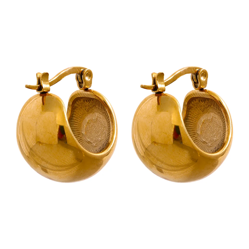 Chunky Dome Hoop Earrings | 18K Gold & Silver Stainless Steel