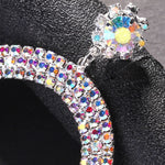 Load image into Gallery viewer, Rhinestone Large Round Pendant Earrings - Statement Oversize Hoop Earrings
