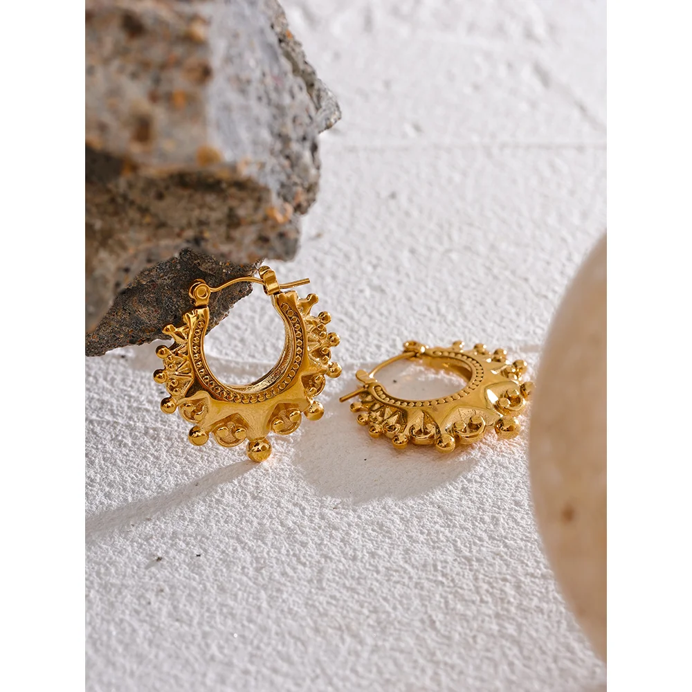 Women's Gold-Plated Stainless Steel Geometric Half-Hoop Earrings | PVD Gold Plating