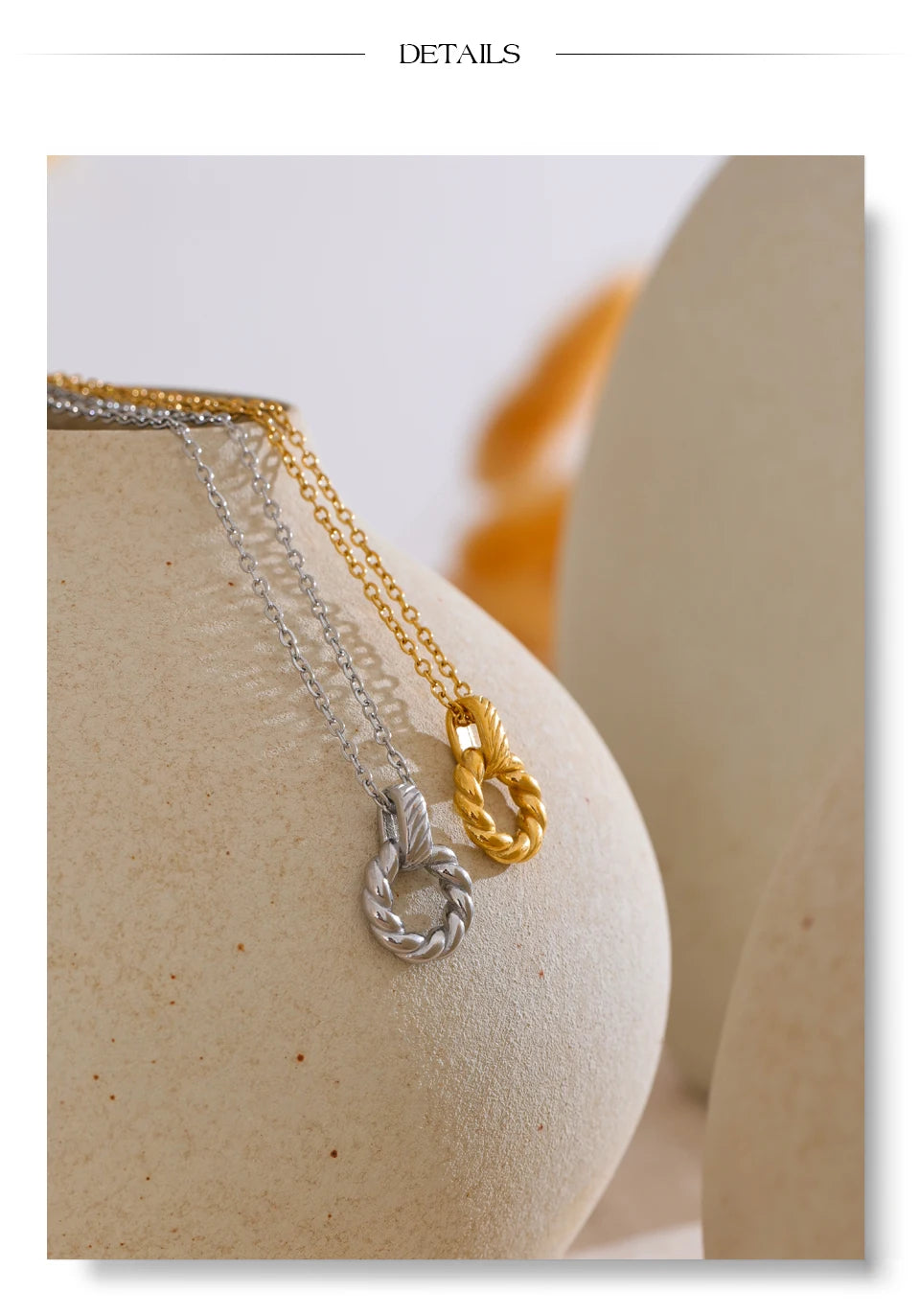 Twisted Rope Circle Pendant Necklace | 18K PVD Gold & Silver Stainless Steel Jewelry