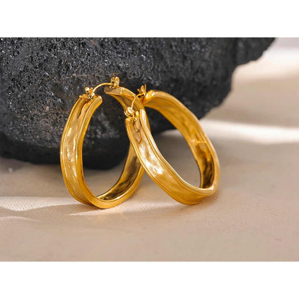 42mm Minimalist Round Big Hoop Stainless Steel Earrings for Women | The PM Edit