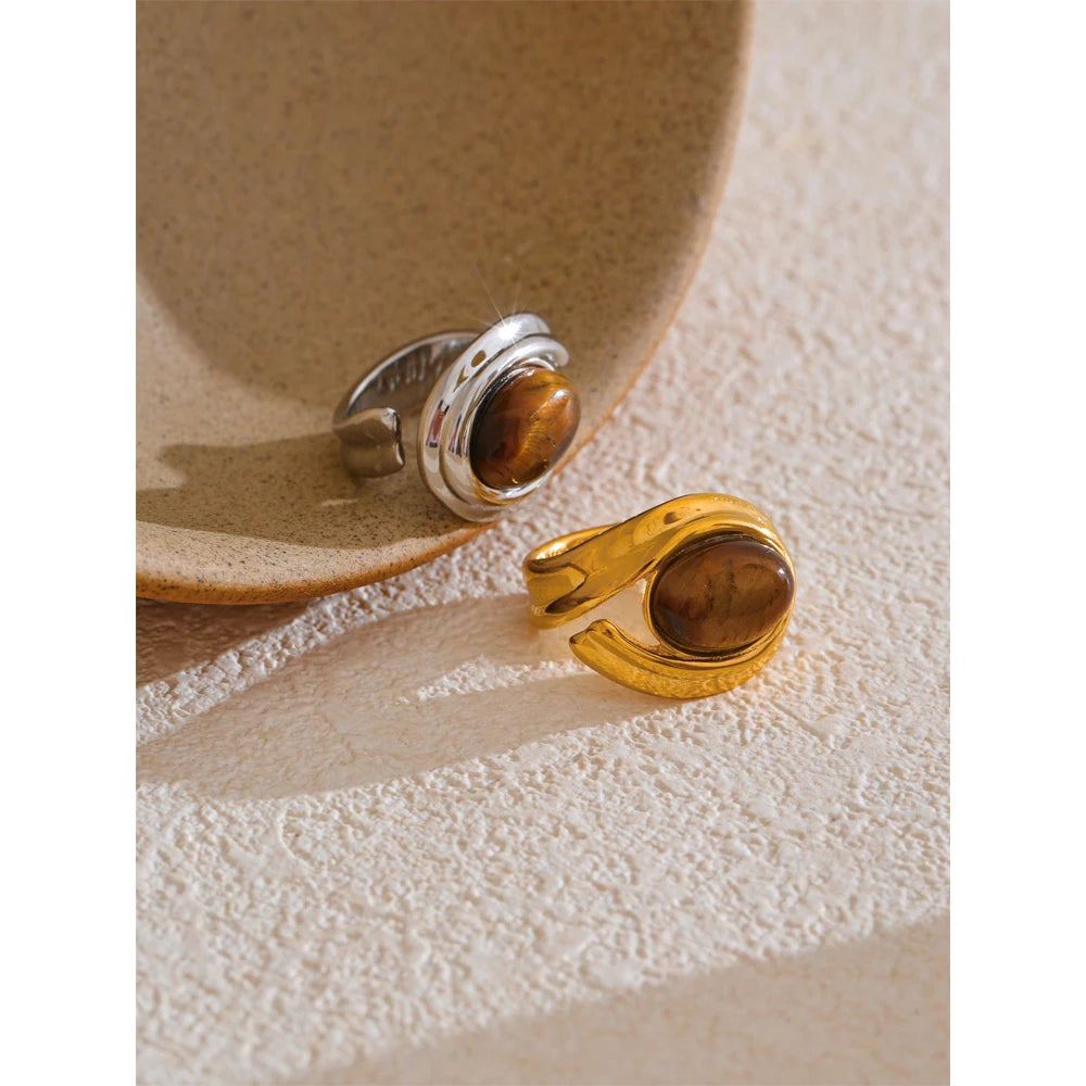 Tiger's Eye Open Ring