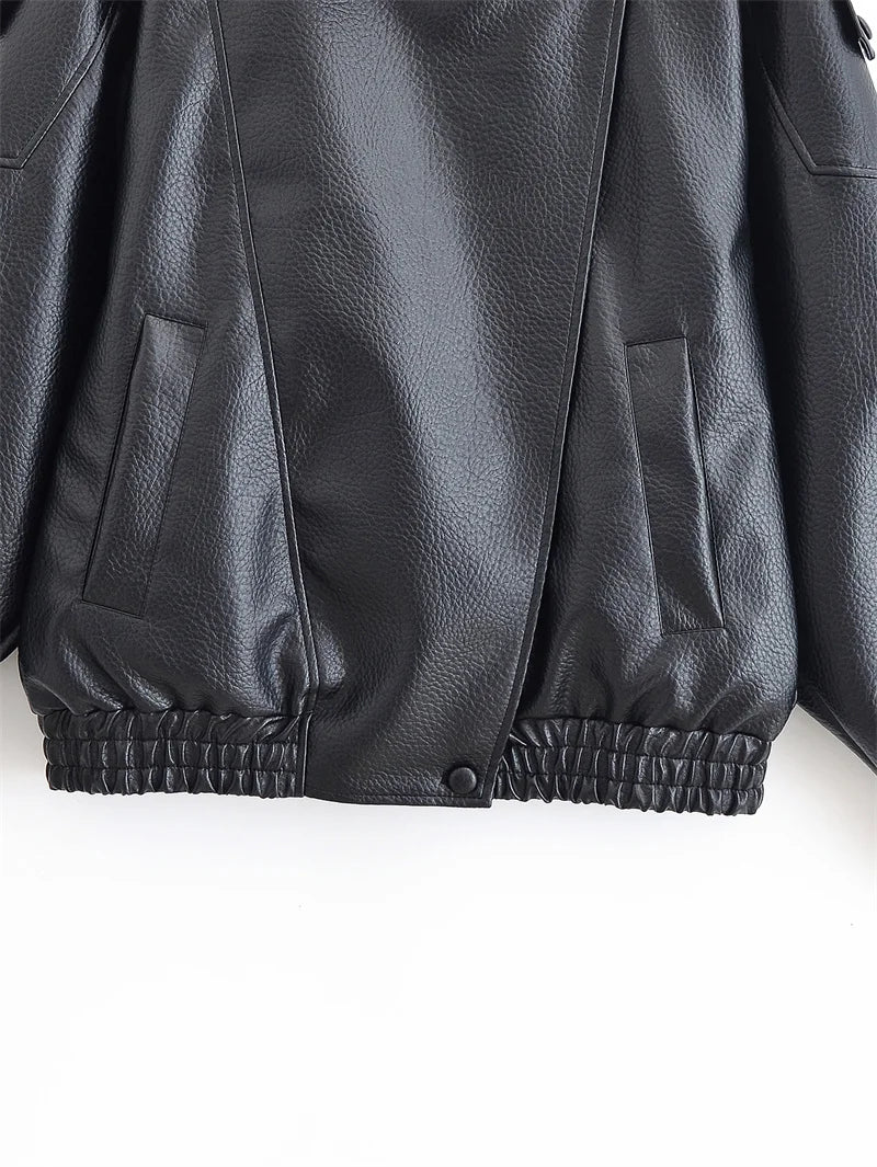 Structured Pebble Faux Leather Jacket Motorcycle Style