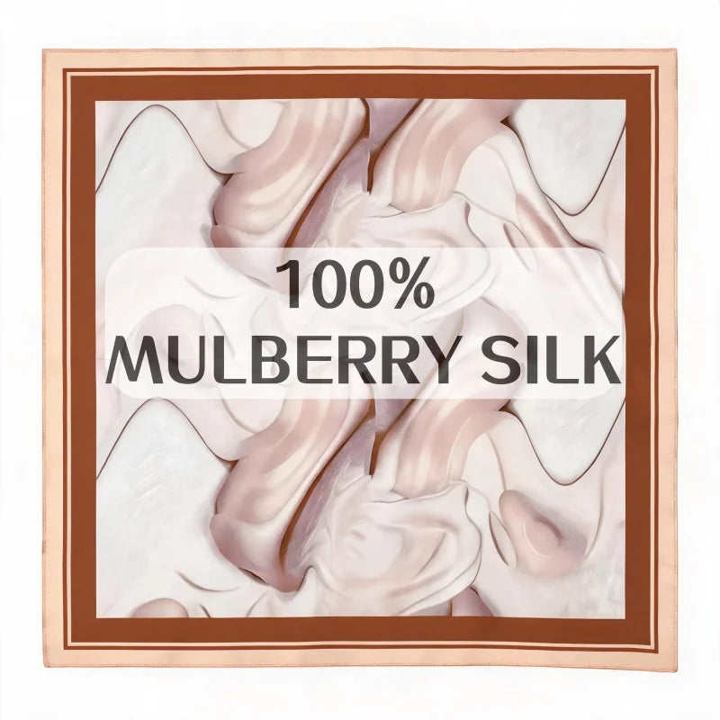 Marble Print Silk Satin Square Scarf | 53x53cm