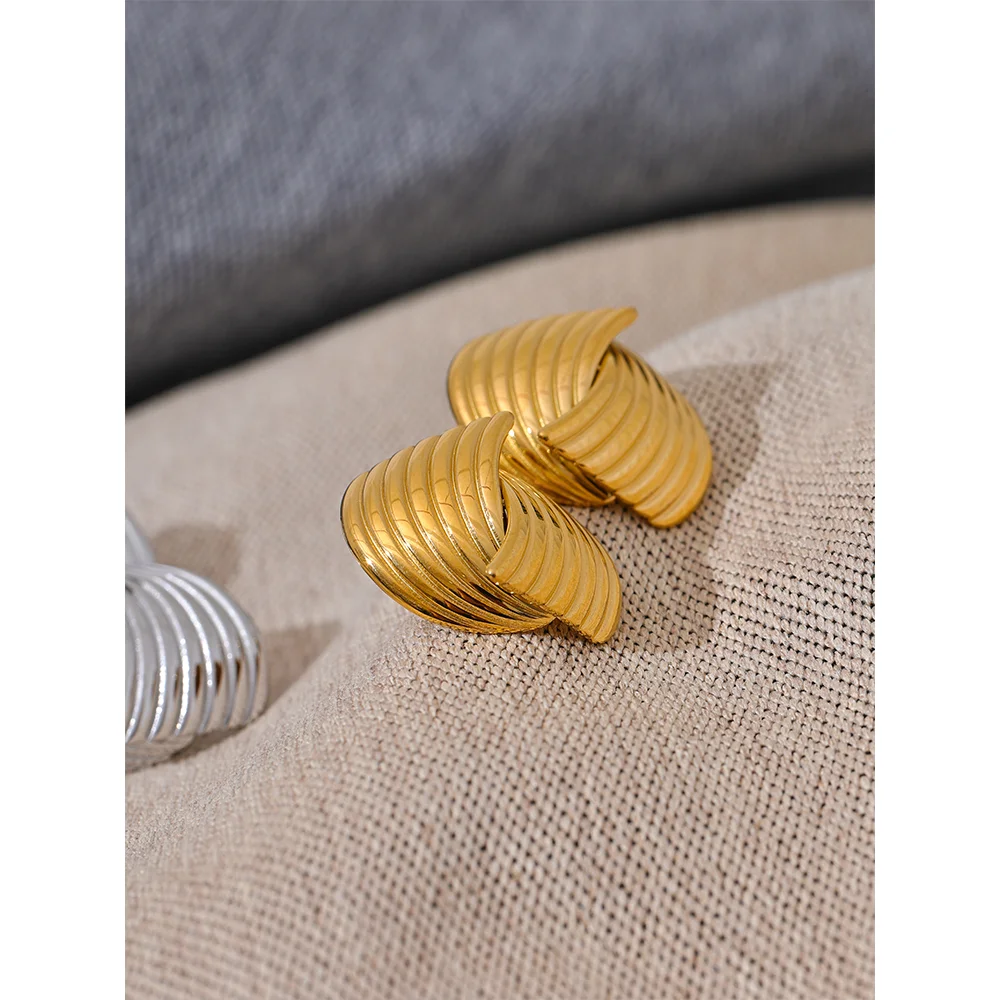 Premium Quality Gold Earrings and Ring for Women | Geometric Stainless Steel Stud Earrings and Ring