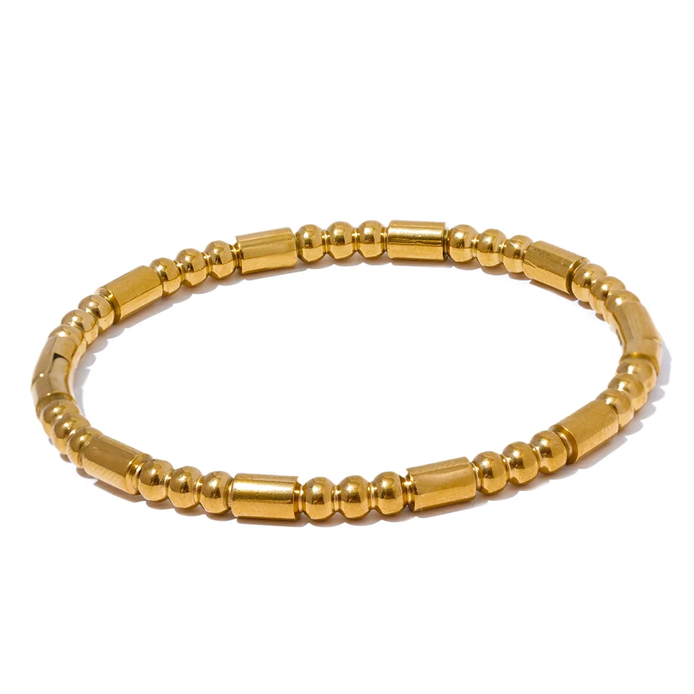 Textured Stainless Steel Bangle Bracelet, Gold & Steel
