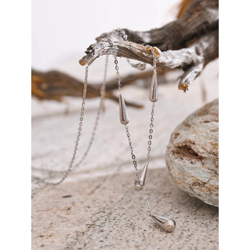 Teardrop Lariat Y-Necklace in 18K Gold & Silver