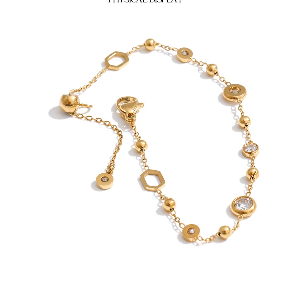 Delicate Gold Chain Geometric PVD Bracelet for Women