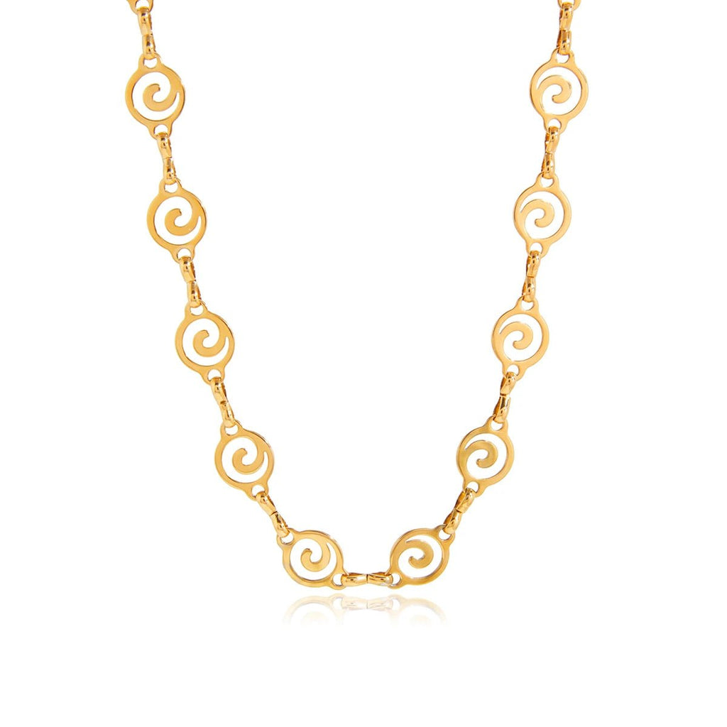 Gold Spiral Swirl Link Chain Necklace | 18K PVD Stainless Steel Statement Jewelry - The PM Edit