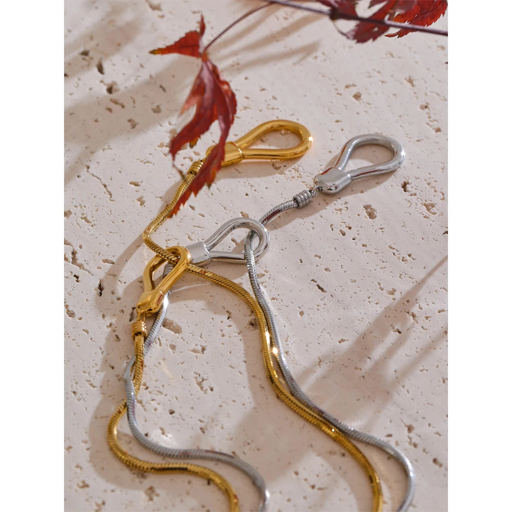 Sculptural Lariat Snake Chain Necklace – Gold & Silver | Tarnish-Resistant