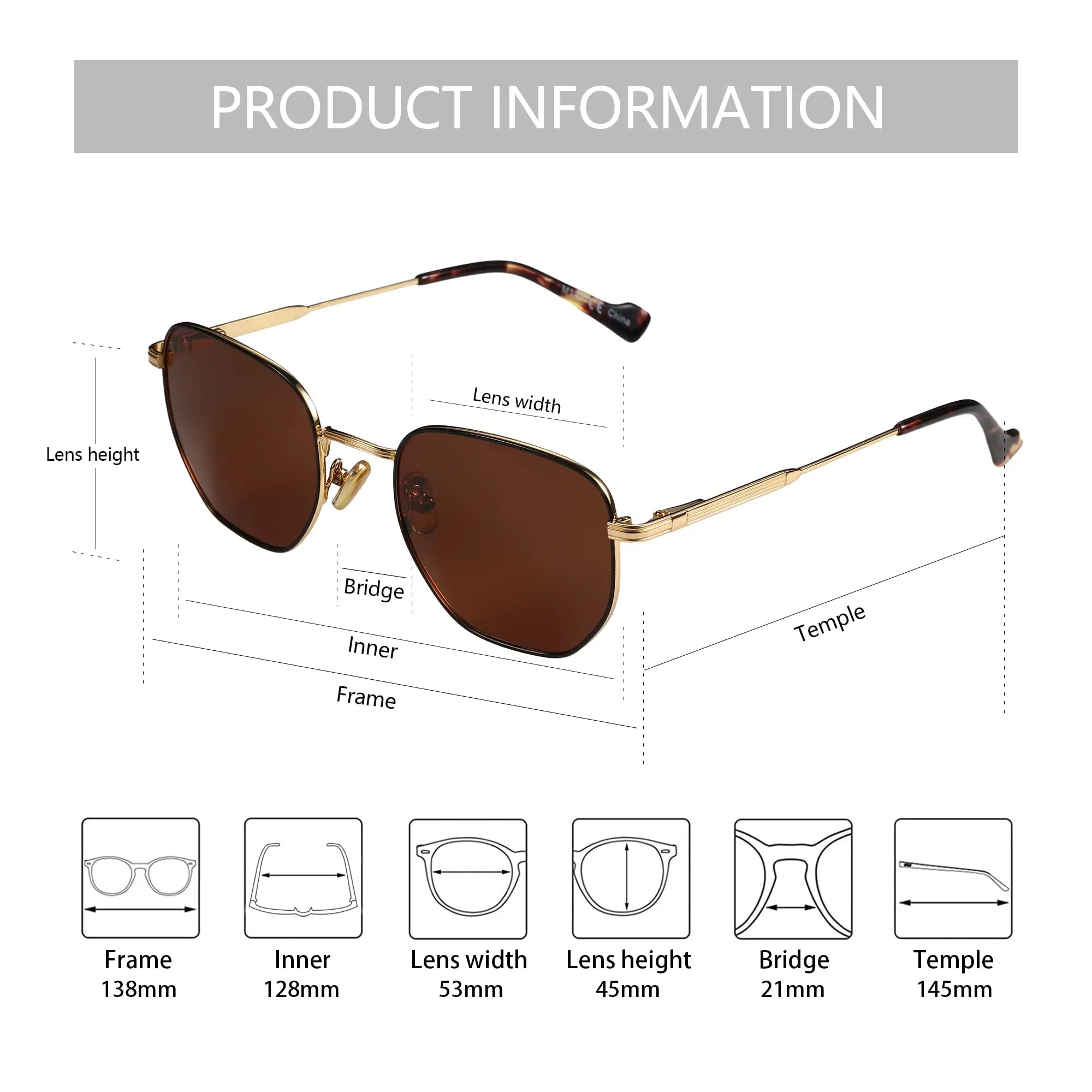 Geometric Polygon Polarized Sunglasses | UV400 | Unisex Metal Frame