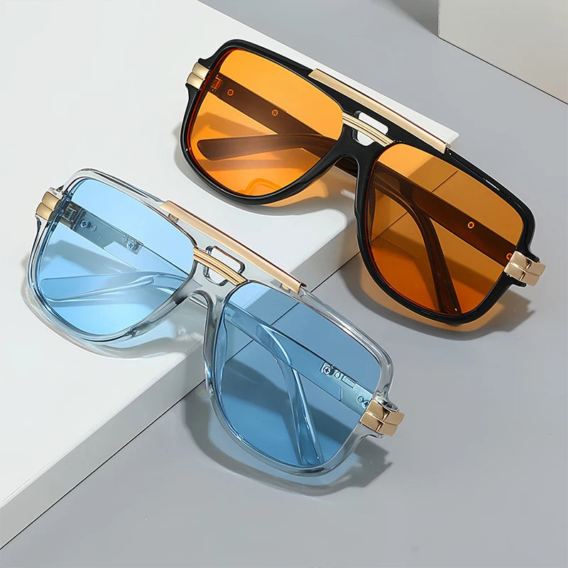Retro Square Sunglasses for Men | UV400 | Multi-Color Lenses