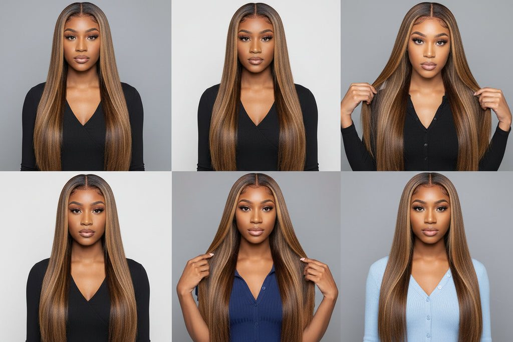 5x5 P4/27 Honey Blonde Ombre Highlight HD Lace Front Wig | 180% Density | 100% Human Hair