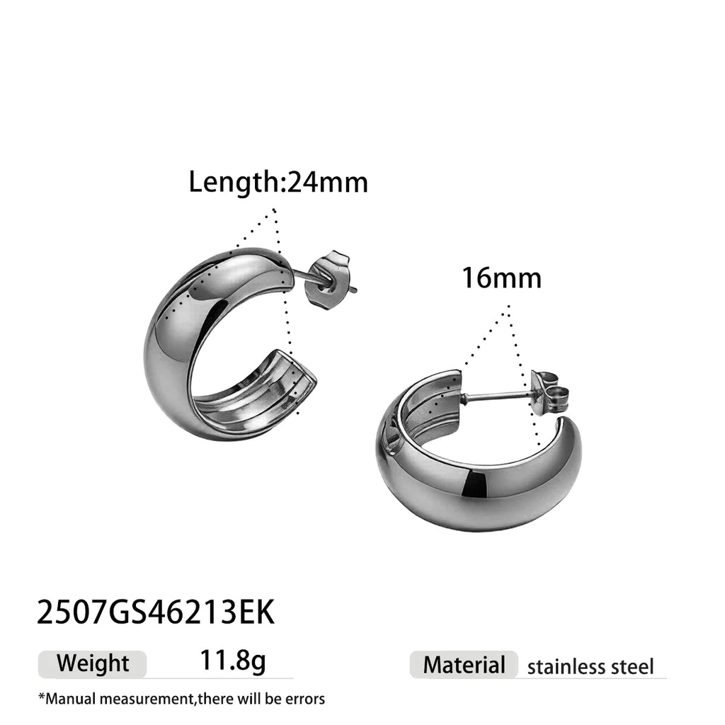 Chunky Gold Dome Hoop Earrings | Waterproof PVD Stainless Steel Minimalist Jewelry