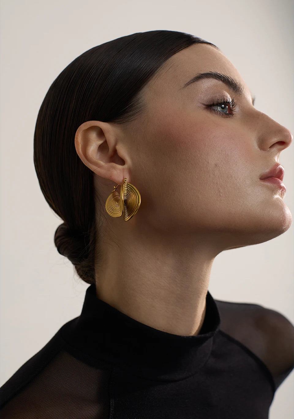 Ridged Gold Hoop Earrings