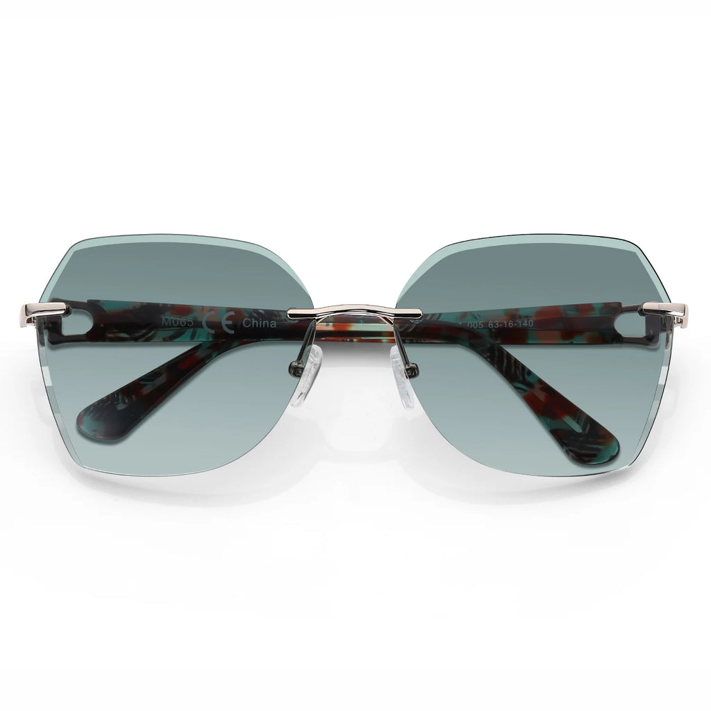 Rimless Oversized Butterfly Sunglasses | UV400 | Diamond-Cut Lenses